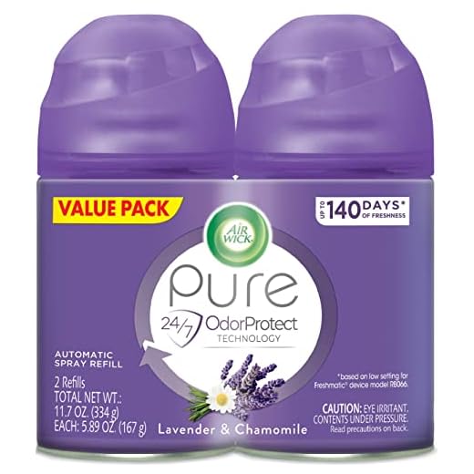 Air Wick Pure Freshmatic 2 Refills Automatic Spray, Lavender & Chamomile,Air Freshener, Essential Oil, Odor Neutralization, 5.89 Ounce (Pack of 2)