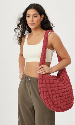 Image of ODODOS Quilted Carryall Tote Bag for Women Crossbody Hobo Lightweight Padding Shoulder Bag