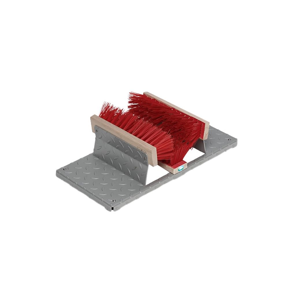 PROREGAL Robuster Schuhreiniger mit Bürsten & 4 Füßen | HxBxT 17x59x29cm | Stahl | Feuerverzinkt | Schuhputzer Schuhabstreifer