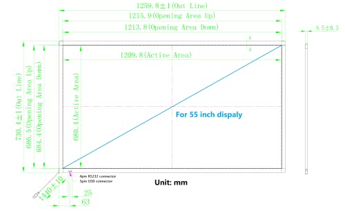 Image of 55 Inch 10 Points Interactive Infrared IR Touch Screen Overlay Frame Free Driver, Design for Touch TV, Touch Monitor, Interactive White Board, Touch Kiosks and Digital Signage