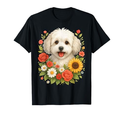 Bolognese Dog Flower T-Shirt