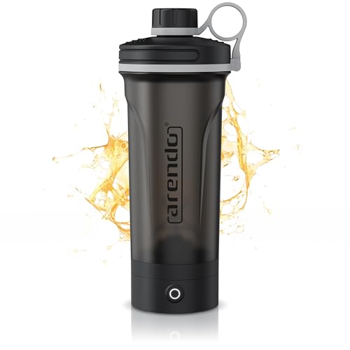 arendo Protein Shaker, Proteína Shaker, Shaker Fitness para Proteínas 700 ml, Mezclador de proteínas Electrico, fitness shaker Hermético, Sin BPA, USB-C, 25 Ciclos de Mezcla por Carga