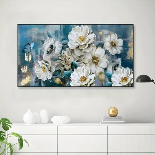 Peinture de fleurs colorées sur toile 80x160cm sans cadre pour salon