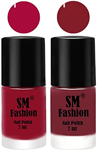 Image of Long Lasting Nail Polish | Nail Paint Combo 7 ml Each) - Set of 2 Raspberry-Lip