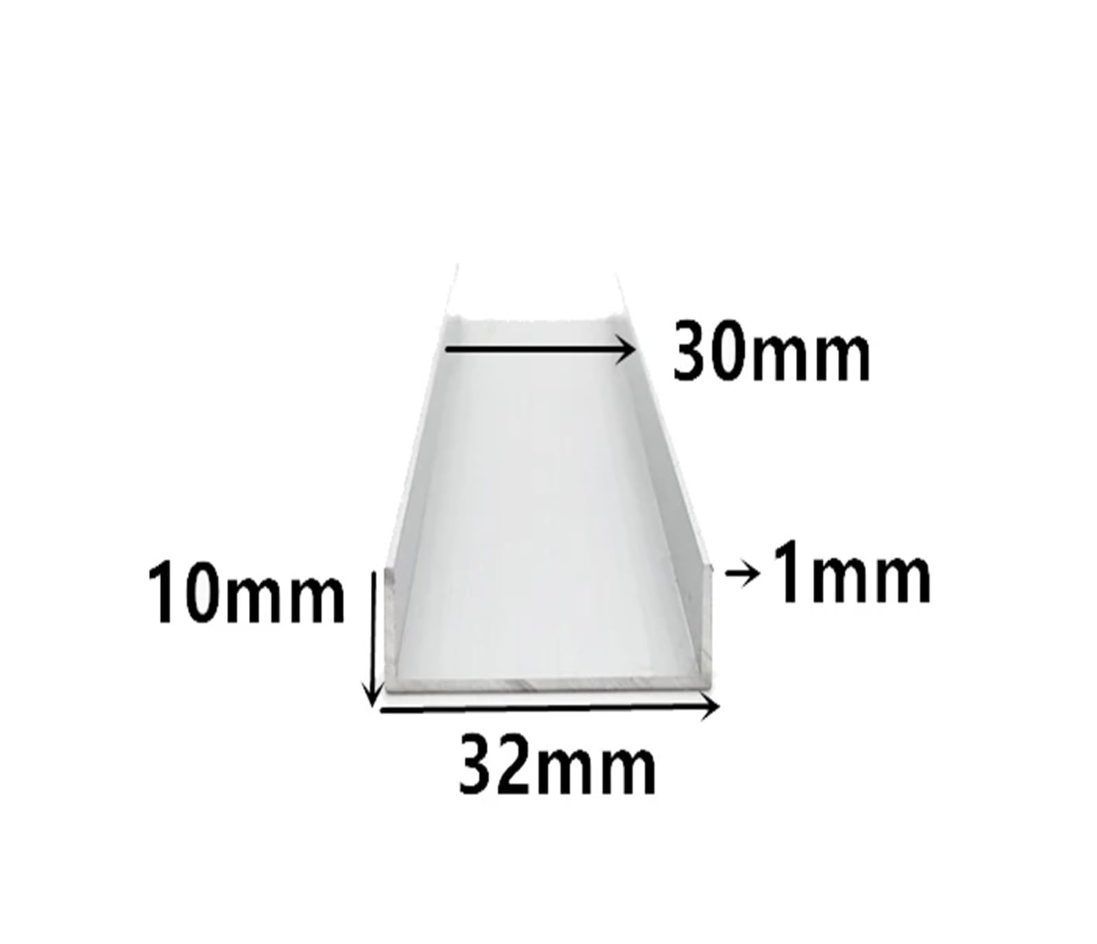 Profil aluminiowy w kształcie litery U, profil 32x10x1mm 50cm Długość niestandardowa do szklanej listwy krawędziowej DIY kadrowanie