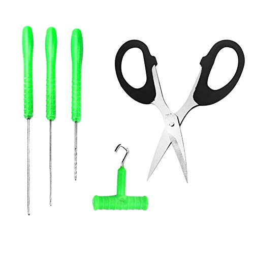 Aparejo de Cebo de Pesca, Tijeras + Aguja de Cebo +T-mango Tirador de Taladro, Señuelo de Pesca Conjunto de Herramientas