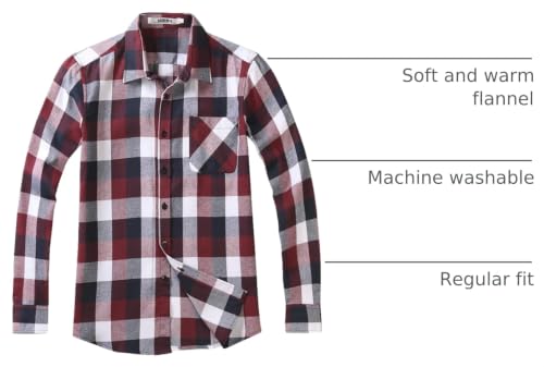 Image of OCHENTA Men's & Boys' Long Sleeve Button Down Plaid Flannel Shirt