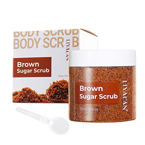 Liyalan Brown Sugar Body Scrub Moisturizing Body, Face, Hand, Foot Scrub,Nourishes Skin,Skin Scars, Wrinkles 8.8Oz #TOP1