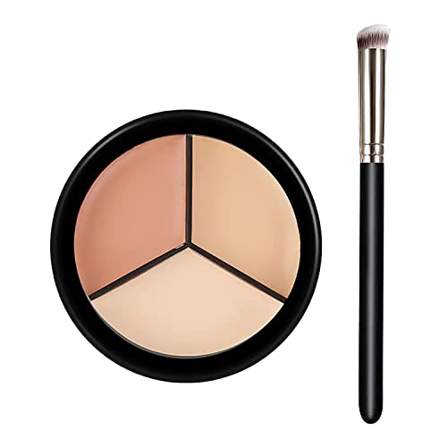 Concealer Contour Palette With Brush,3 In 1 Color Correcting Highlight Concealer Contour Makeup Palette,Color Corrector For Dark Circles，Contouring Foundation Palette Waterproof&Long-Lasting,Contouring Makeup Kit For Beginners Dark Circles.(Black) #TOP22