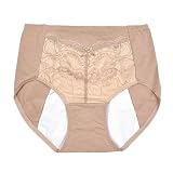 [グラモア] glamore サニタリーショーツ 綿 羽根付きナプキン対応 生理用ショーツ 防水布 レディース 美尻 レース 通気 伸縮 生理パンツ 大きいサイズ 下着 大人 (トープ, L) FT0248