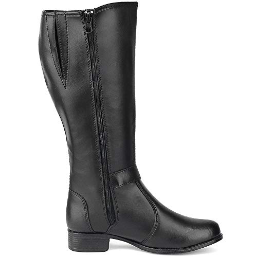 Kit 2 Pares de Bota Feminina Cano Longo com Bota Cano curto Sapatofran (35, PRETO-PRETO)