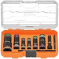 9-Piece Klein Tools KNECT Quad-24 Heavy-Duty Impact Flip Sockets