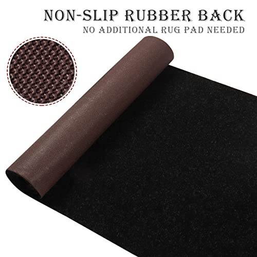 Ayoha Runner Rug 2' X 6' Indoor/Outdoor Carpet Runners, Hallway Kitchen Entryway Bedroom Area Rugs With Natural Non-Slip Rubber Backing, Garage Mat, Black (Available For Custom Sizes) #TOP1