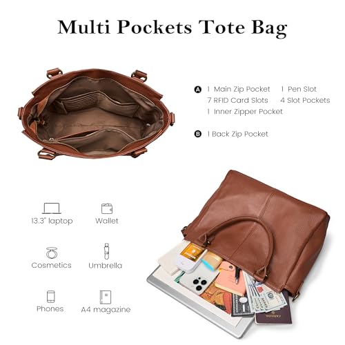 Cartera de mano mediana de cuero genuino para mujer miniatura 3