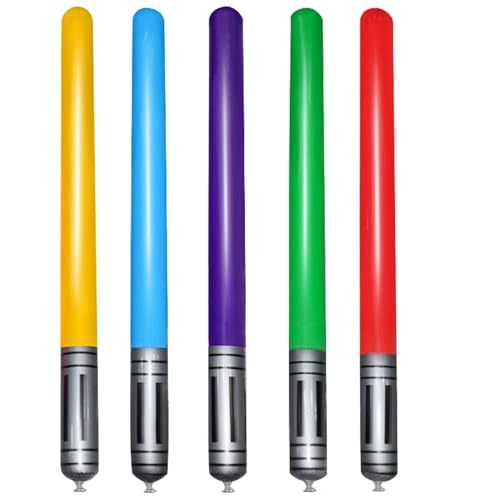 Ubephant Star Light Sabre Bâton Ballons, Star Gonflable Ballons, 5 Pièces Cosplay Ballon Gonflable pour Halloween Déguisement Fêtes Ballons Fête...