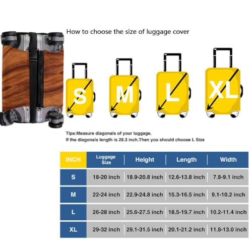 Housse de protection pour valise XL effet grain de bois marron classique - 4