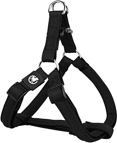 DDOXX Air Mesh Step-In Hundegeschirr - Verstellbare Brust Welpengeschirr für alle Größen - S (Schwarz)