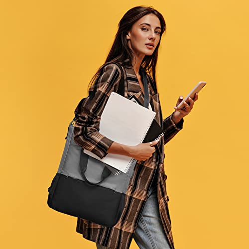 Cyureay Convertible Backpack Tote Women Laptop Daypack Water Resistant Casual Backpack For Work Computer Fits 15.6-Inch Laptop & Tablet, Grey #TOP6