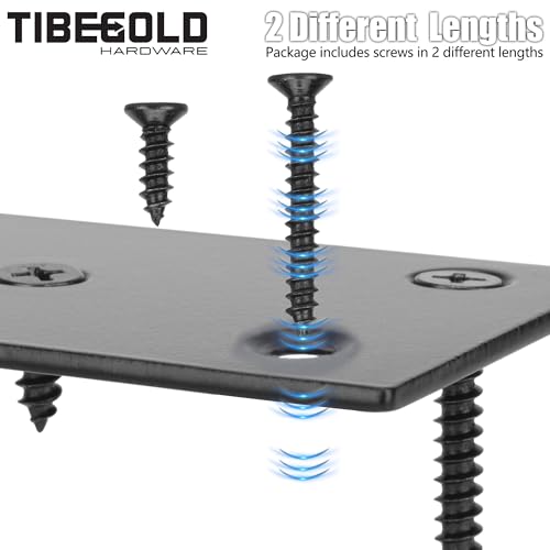 TIBEGOLD Mending Plate, Black Metal Flat Straight Brace Bracket, Double-Wide Metal Plate, Joining Plate for Wood Furniture Fence Fastening with Screws in 2 Different Lengths (48x169mm, 2 Pack) by TIBEGOLD - Used condition - Image 5