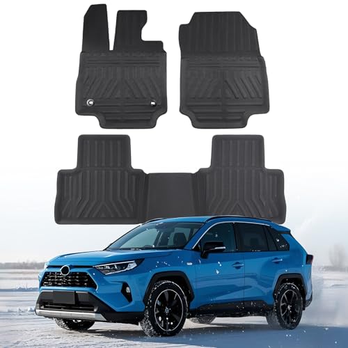 Car Floor Mats for Toyota RAV4 (Not for RAV4 Prime): 2019 2020 2021 2022 2023 2024 2025, All Weather Rubber Floor Liners Custom Fit for Toyota RAV 4 Accessories Front Rear Carpet 5 Seat (3PCS Black)