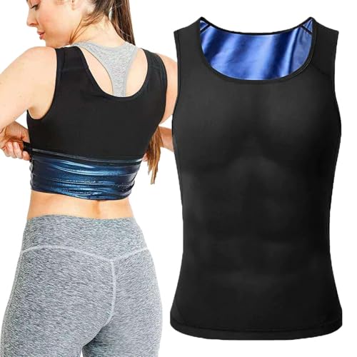 Chaleco de sudoración genérico para sauna | Chaleco elástico para mejorar el sudor – Camiseta de tirantes para adelgazar – Chándal de ejercicio fitness gimnasio para mujeres niñas, Negro , XXL