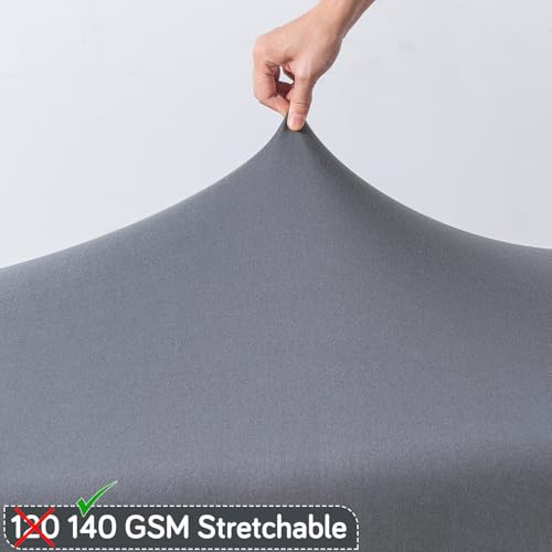 Image of HOKIPO 'SereneSolids' 140 GSM Elastic Stretchable Dining Bench Cover, Grey (AR-6245-GRY)