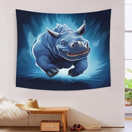 Tapisserie murale 3d rhinocéros tenture tissu décoration salon et chambre