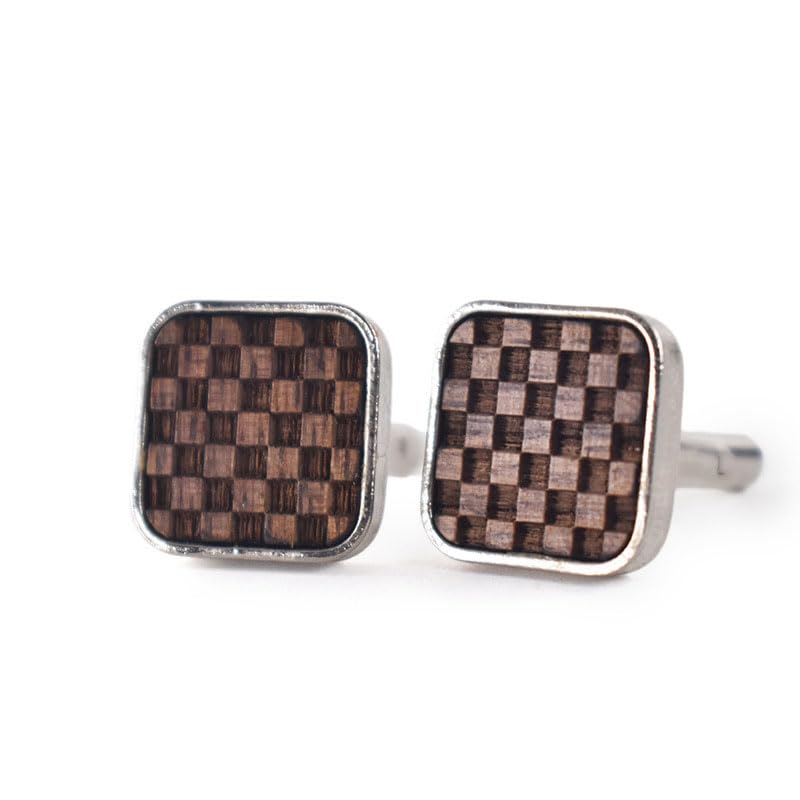 Mancuernillas cuadradas redondeadas de madera nogal negro 16x16mm miniatura 5