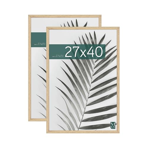 MCS Studio Gallery Movie Poster Frame 27x40 Natural Woodgrain, Vertical & Horizontal Wall Hanging Large Picture Frame for Photos, Artwork & Custom Posters (2-Pack)