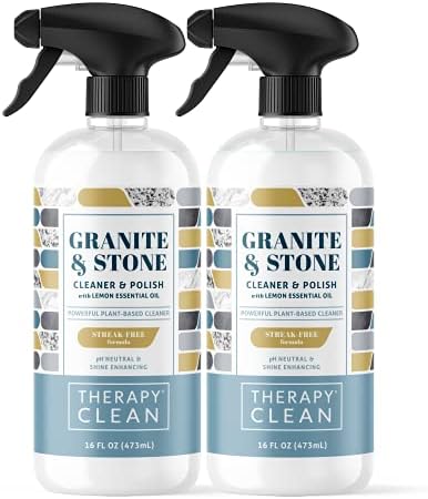 Therapy Granite & Stone Cleaner & Polish (2 Pack) - Daily Clean and Shine Granite Marble Soapstone Quartz Quartzite Slate Limestone Corian Laminate Tile Countertop