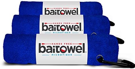 Bait Towel 3 Pack Royal Blue Fishing Towels with Clip, Plush Microfiber nap Fabric, 16x16, The Original Bait Towel Value 3 Pack (Royal Blue)