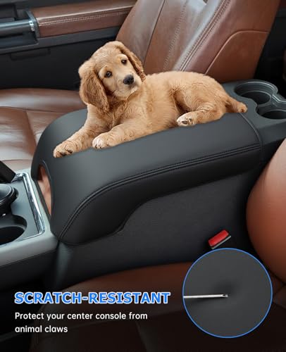 Image of INTGET Center Console Cover for Ford F250 F350 F450 F550 2011 2012 2013 2014 2015 2016 Super Duty Accessories for F-250 F-350 F-450 F-550 Truck Car Interior Armrest Arm Rest Cushion Pad