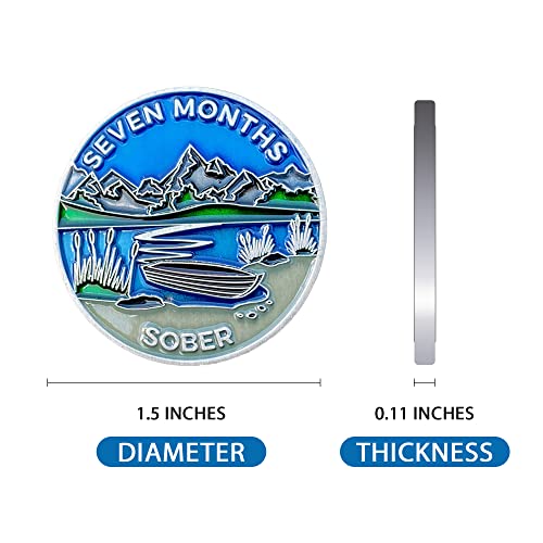 Image of The Achieve Mint 7 Months Sober Token | Seven Month Sober Chip | Non-AA Gift, Non-Religious Medallions for Men and Women Celebrating Sobriety