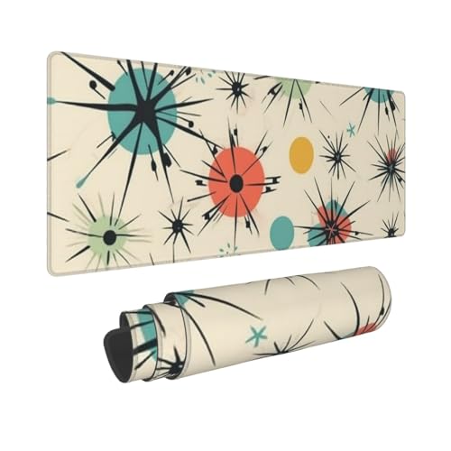 Tapis de souris de jeu antidérapant Atomic Stars 80x30cm à bords cousus pour glisse précise