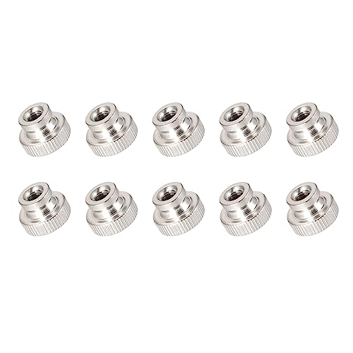 METALLIXITY Moleteado Tornillo Tuercas (M4x12x8mm) 10uds, Hierro Níquel Chapado Tornillo Tuercas Redonda Varilla Manual Ajuste Tuercas - para Hogar Construcción Herraje Sujetadores