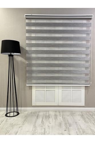 Stor Perde, Zebra Dar Plise Güneşlik, Antrasit Gri, 90 x 200
