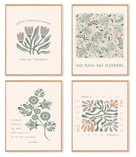 dzxnouart Conjunto de 4 cartazes de mentalidade para a saúde mental, imagens de psicologia motivacional, encontros positivos, impressões para acalmar os cantos, sem moldura (21 x 30 cm)