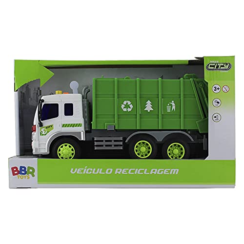 Caminhão Reciclagem Entulho ou Lixo c/ Fricção Luz e Som - BBR Toys (Lixo)