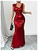 SHENHE Women's Sexy Open Back Shiny Metallic Maxi Dress Cowl Neck Bow Bodycon Cocktail Party Dress Red X-Large