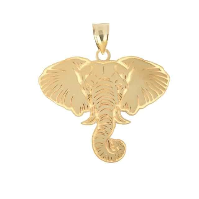 10K or 14K White, Yellow, or Rose Gold Elephant Symbol of Luck Pendant Necklace - Choice of Metal, Chain Length or Charm Only