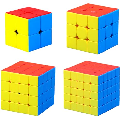 Image of CFMOUR Speed Cube Set - Stickerless 2x2 3x3 4x4 5x5 Magic Cubes Pack Bundle | Fast Turning, Moyu Meilong, Birthday Party Easter Valentines Day Gifts, Kids Puzzle Game, Brain Toy for Teens and Adults
