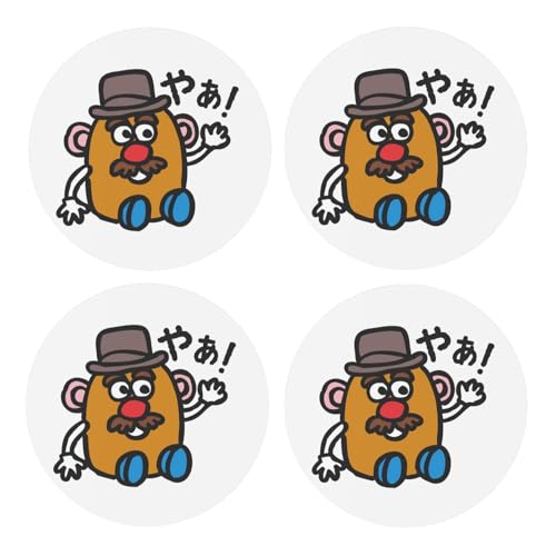 Mr ポテトヘッド トイストーリー 【4枚セット】 コースター 茶托 丸型 滑り止め コルク 木製 耐熱 グラス タンブラー コップ おしゃれ プレゼント 自宅 飲食店 カフェ