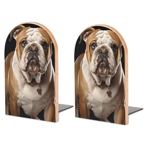English-Bulldog Bookends for Shelves Set of 2, Large Book Ends Heavy Duty Book Organizers Universal Economy Book Stands for Heavy Books Home Office Library Kitchen
