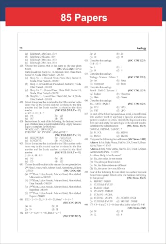 Image of 85 Topic-wise 2026 - 2010 SSC Reasoning Ability Previous Year Question Bank - CGL (Tier I & II), CHSL (Tier I & II), MTS, CPO & Stenographer 8th Edition