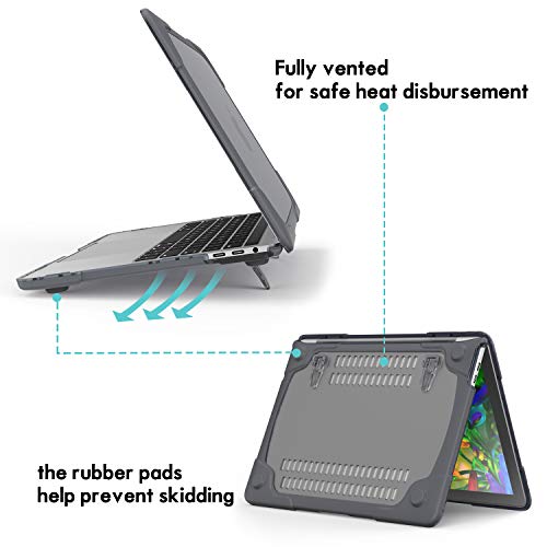 Image of ProCase MacBook Pro 13 Case 2019 /2018 /2017 /2016 Release with /Without Touch Bar A2159 A1989 A1706 A1708, Heavy Duty Hard Shell Protective Cover with Fold Kickstand for Apple MacBook Pro 13 Inch -Grey