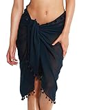 Seafolly Women's Standard Cotton Gauze Sarong Swimsuit Cover Up, Beach Basics Indigo, One Size