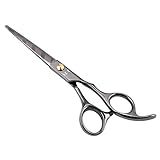 Hair Scissors, Premium Barber Scissors, Straight Scissors, Hairdressing Scissors, Cosmetic Scissors with Leather Jacket & Gift Box Package for Barber Shop, Salon, Home or Travel Use