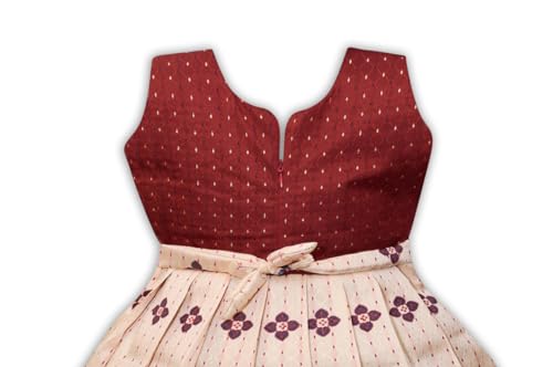Image of South Indian Traditional Pattu Pavadai Jacquard Silk Frock Dress For Baby Girls