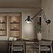 BRRSKBK Black Industrial Swing Arm Wall Light Nordic Adjustable Long Arm Wall Sconces Lamp Metal Double-arms Folding Architect Work Wall Mount Lighting for Bedroom Reading Living Room
