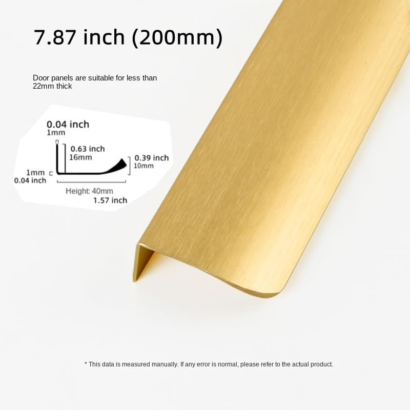 4 Pack Finger Pulls for Cabinets Finger Handles Drawer Edge Tab Pull, Modern Dresser Long Concealed Handles Kitchen Cabinet Hardware (7.87"(200mm),Gold) 7.87"(200mm) Gold